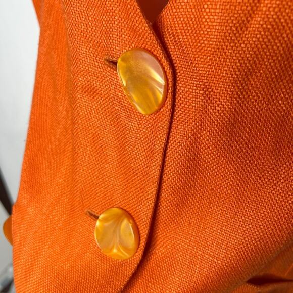 Denise Hajjar Boston Bright Orange V-Neck Blazer - Picture 4 of 14